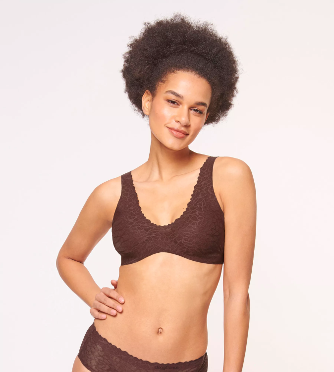 marron ébène sloggi femmes bralette en dentelle zéro sensation 46J8N542