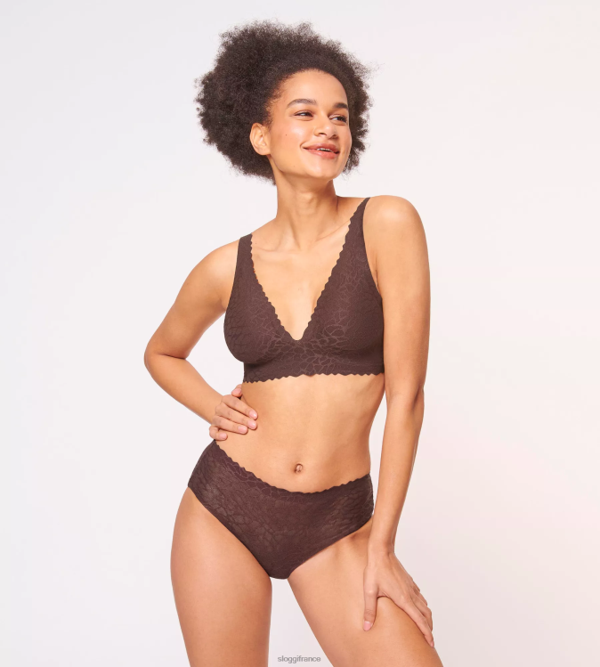 marron ébène sloggi femmes haut en dentelle zéro sensation 46J8N624