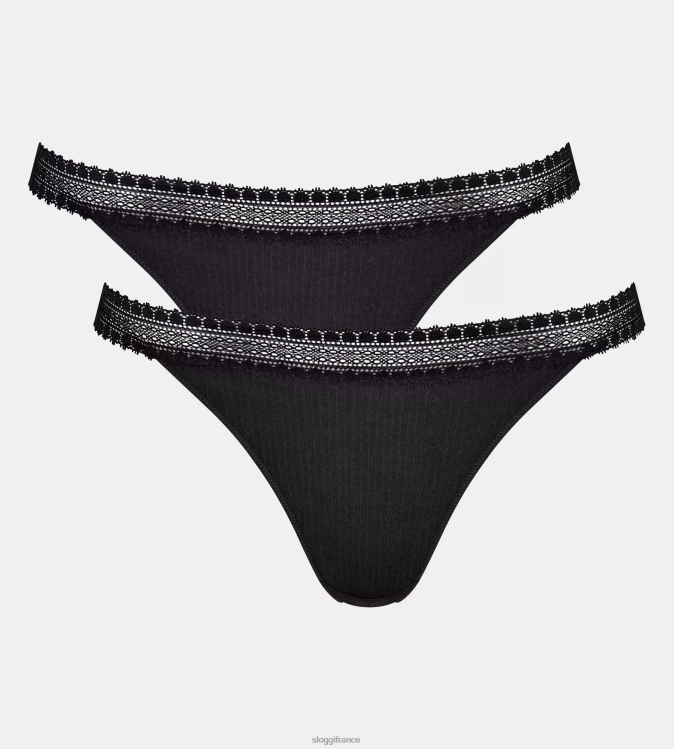 noir sloggi femmes allez culotte brésilienne côtelée 46J8N452