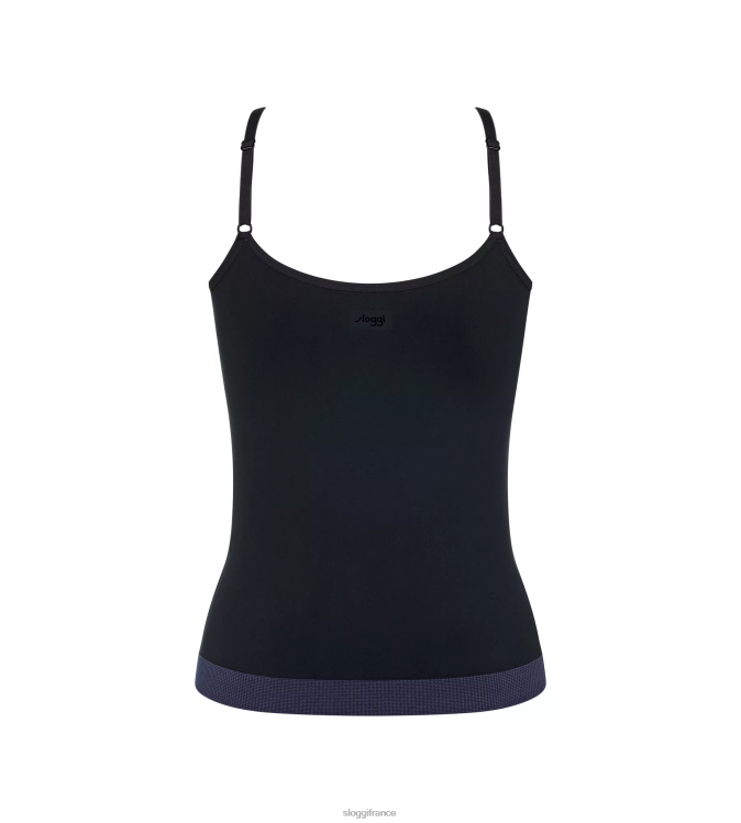 noir sloggi femmes haut à l\'aloe vera jamais infusé avec des bretelles spaghetti 46J8N193
